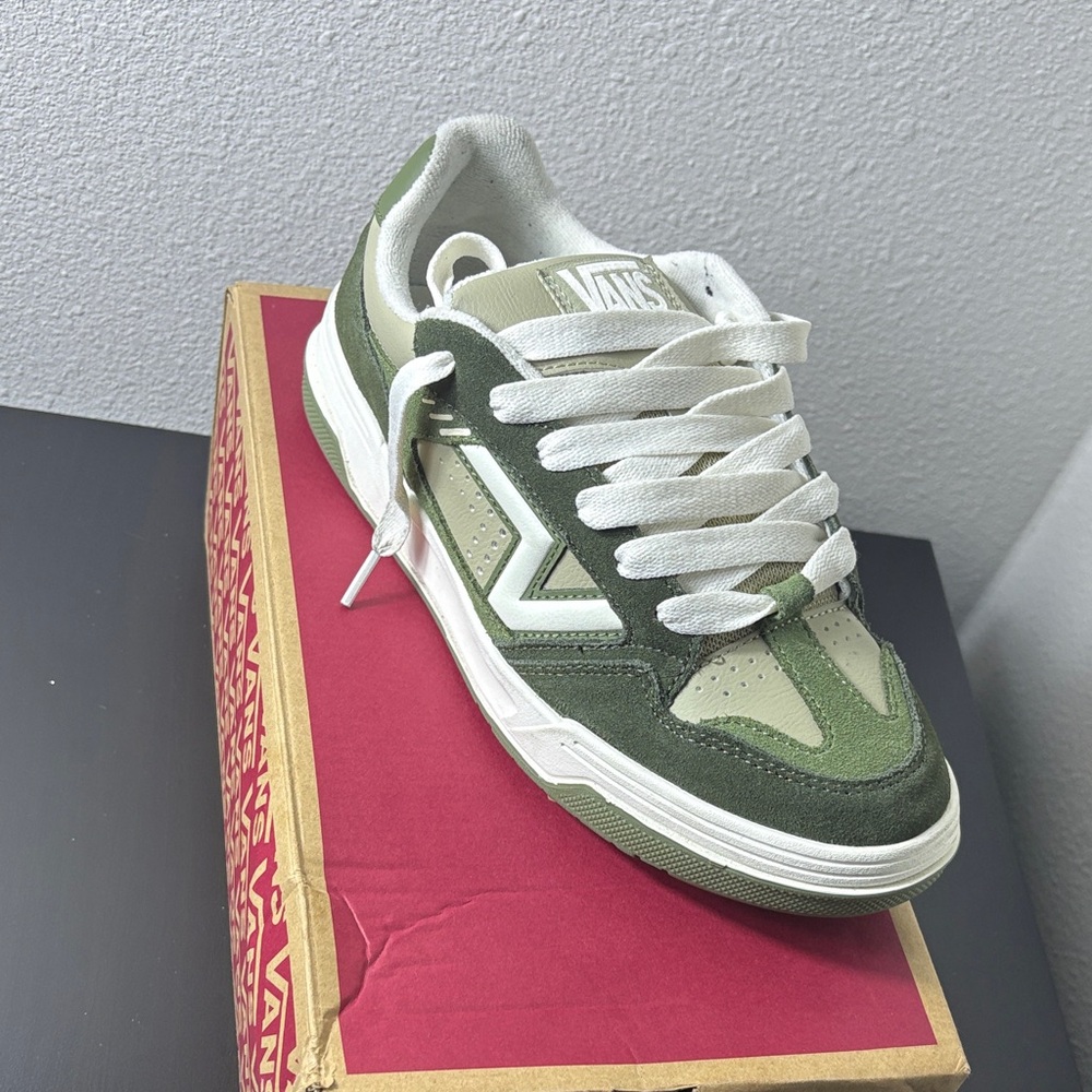 Vans Olive and Cream Low-Top Sneakers